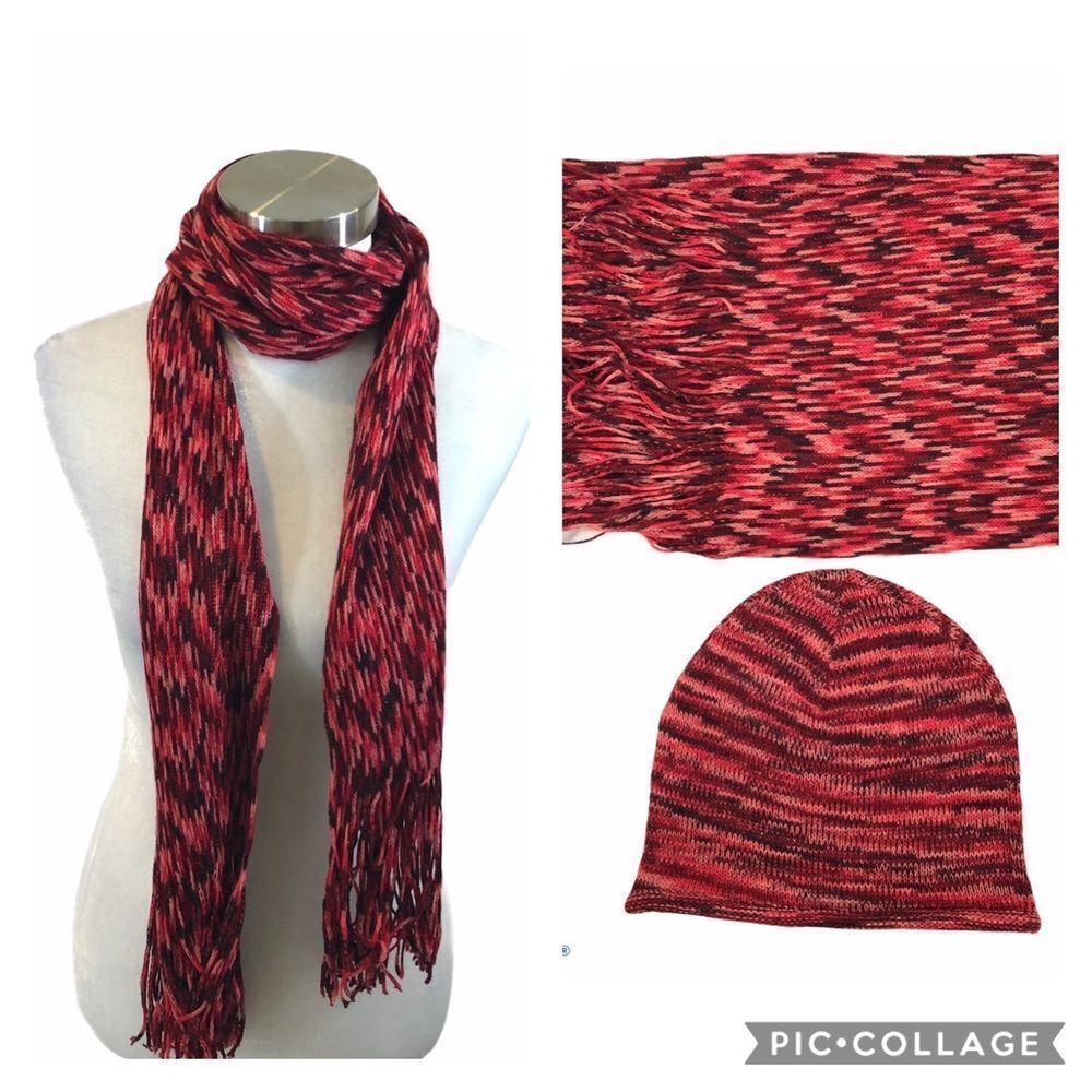 Ladies Joe Boxer Shades of Red‎ Hat and Scarf Set
